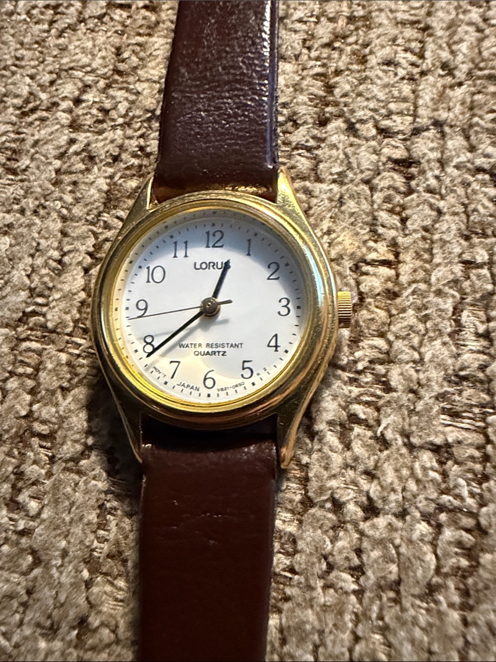 Lorus Women's Gold-Tone Case with Brown Leather Strap Quartz Watch